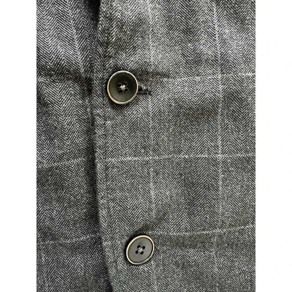 UNTUCKit Mens 44R Blazer Charcoal Gray‎ Windowpane Check 100% Cotton Sport Coat